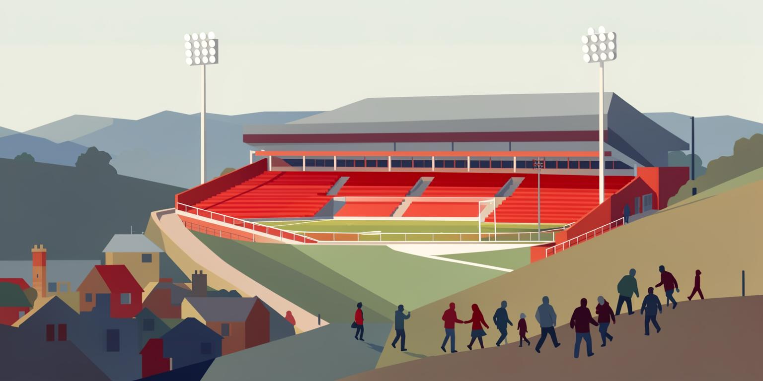 Stylised illustration of Oakwell in Barnsley
