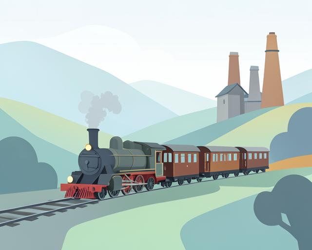 Stylised illustration of East Lancashire Railway, Bury
