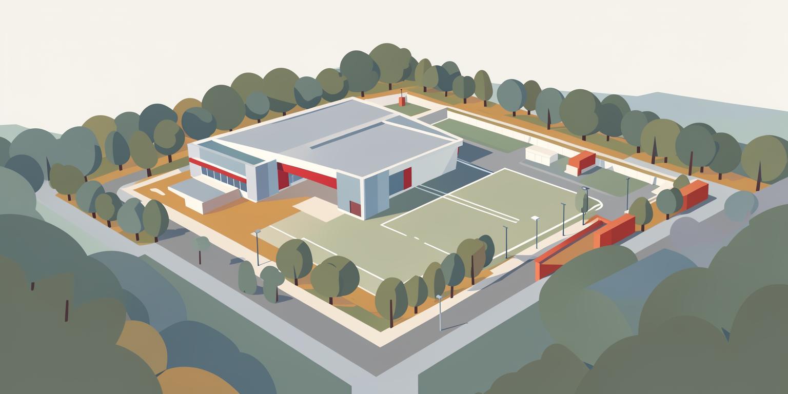 Stylised illustration of Broadfield Stadium in Crawley