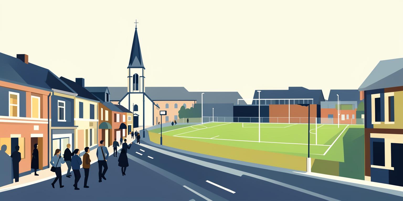 Stylised illustration of Portman Road in Ipswich