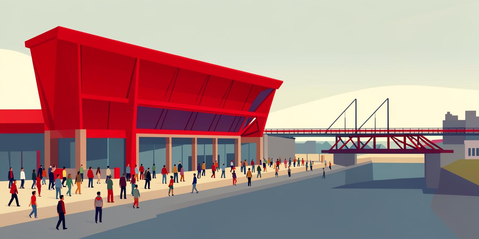 Stylised illustration of Old Trafford in Manchester