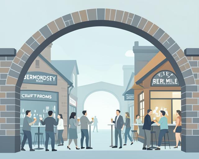Stylised illustration of Bermondsey Beer Mile