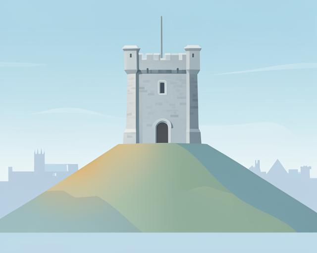Stylised illustration of Norwich Castle