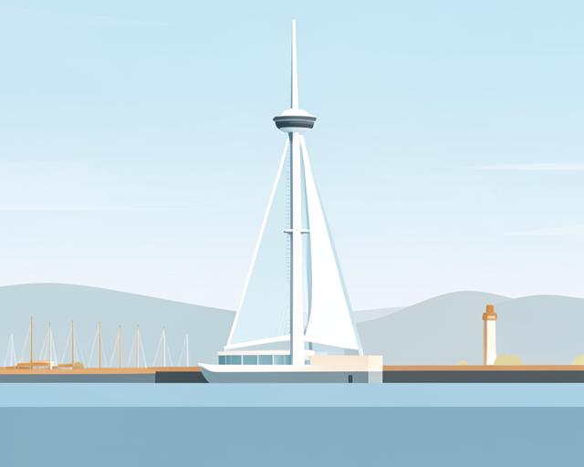 Stylised illustration of Spinnaker Tower