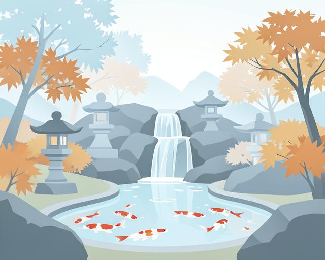 Stylised illustration of Holland Park and the Kyoto Garden